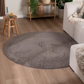 Flauschiger Teppich Rund - Bobby Grau