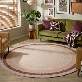 Baumwollteppich Rund - Nola Border Beige