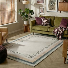 Baumwollteppich - Nola Border Grün