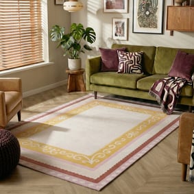 Baumwollteppich - Nola Border Rosa