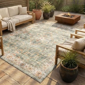 Vintage Gartenteppich - Santo Flora Olivgrün