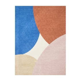 Geometrischer Teppich - Swing Circles Blau Rosa - sfeer