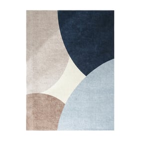 Geometrischer Teppich - Swing Circles Blau Braun - product