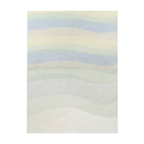 Geometrischer Teppich - Swing Waves Blau Grün - sfeer