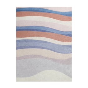 Geometrischer Teppich - Swing Waves Blau Rosa - sfeer