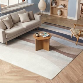 Geometrischer Teppich - Swing Waves Blau Braun