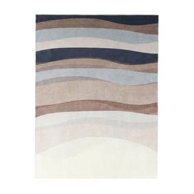 Geometrischer Teppich - Swing Waves Blau Braun - sfeer