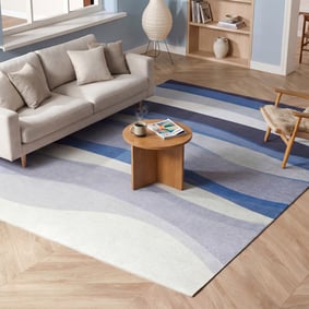 Geometrischer Teppich - Swing Waves Blau