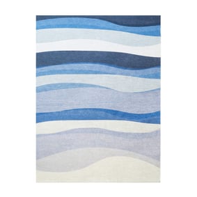 Geometrischer Teppich - Swing Waves Blau - sfeer