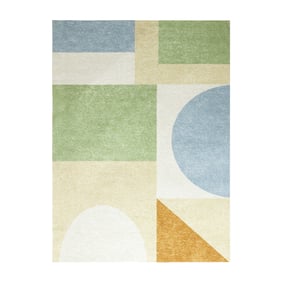 Geometrischer Teppich - Swing Shapes Blau Grün - sfeer