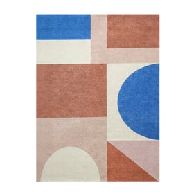 Geometrischer Teppich - Swing Shapes Blau Rosa - sfeer