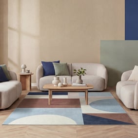 Geometrischer Teppich - Swing Shapes Blau Braun