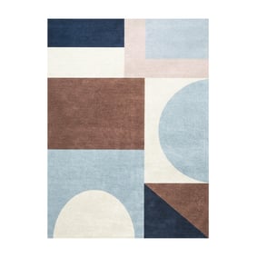 Geometrischer Teppich - Swing Shapes Blau Braun - sfeer
