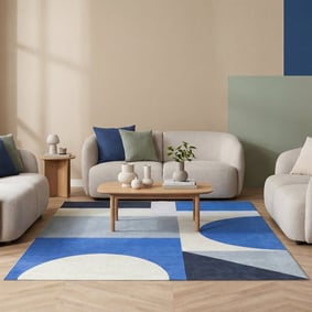 Geometrischer Teppich - Swing Shapes Blau