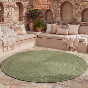 In- & Outdoor Jute Teppich Rund - Bali Grün