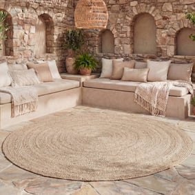 In- & Outdoor Jute Teppich Rund - Bali Braun