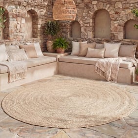 In- & Outdoor Jute Teppich Rund - Bali Beige