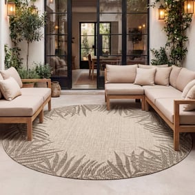 In- & Outdoor Teppich Rund - Tiga Edge Taupe