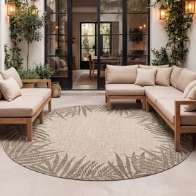 In- & Outdoor Teppich Rund - Tiga Edge Taupe