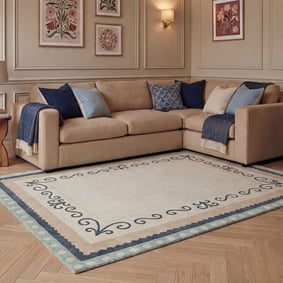 Baumwollteppich - Nola Border Grün