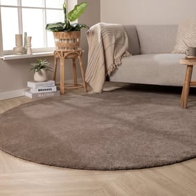 Waschbarer Teppich Rund - Clean Braun
