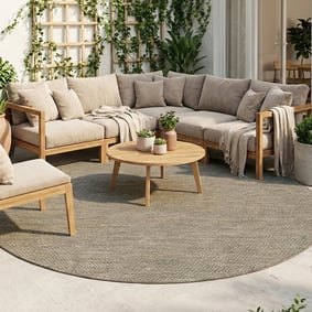 In- & Outdoor Teppich Rund - Malta Arrow Natur