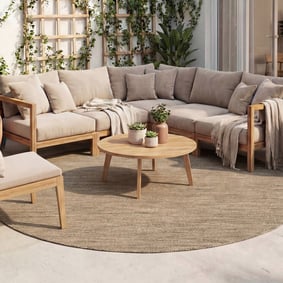 In- & Outdoor Teppich Rund - Malta Melange Natur