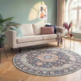 Teppich Vintage Rund - Imagine Medaillon Blau