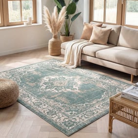 Teppich Vintage - Spring Medaillon Grün Creme