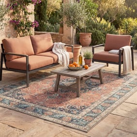 In- & Outdoor Teppich Vintage - Kairo Medaillon Terra Dunkelblau