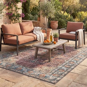 In- & Outdoor Teppich Vintage - Kairo Medaillon Bordeaux