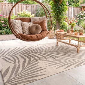 In- & Outdoor Jute Teppich - Nomad Leaves Creme