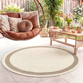 In- & Outdoor Jute Teppich Rund - Nomad Edge Creme