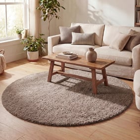 Teppich Hochflor Rund - Lofty Taupe