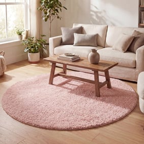 Teppich Hochflor Rund - Lofty Rosa
