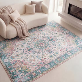 Teppich Vintage - Lily Oriental Blau Rosa