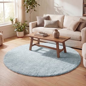 Teppich Hochflor Rund - Lofty Hellblau Türkis
