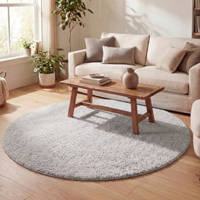 Teppich Hochflor Rund - Lofty Hellgrau