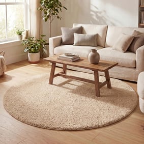 Teppich Hochflor Rund - Lofty Beige