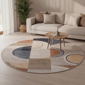 Waschbarer Teppich Rund - Misha Blocks Bunt