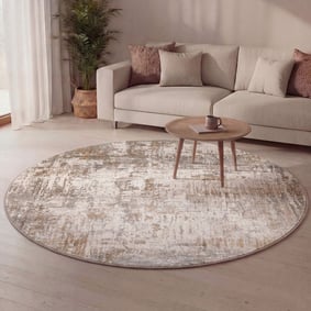 Waschbarer Teppich Rund - Misha Grunge Creme Braun