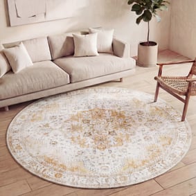 Teppich Vintage Rund - Lago Gelb