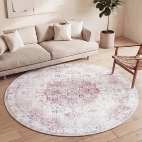 Teppich Vintage Rund - Lago Rot Rosa