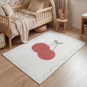 Waschbarer Kinderteppich - Mick Kirsche Rot