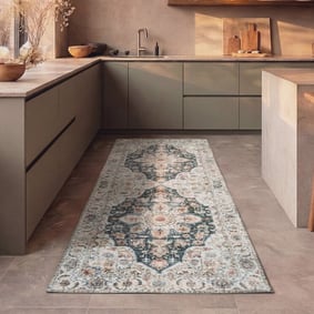 Waschbarer Läufer - Domingo Mandala Dunkelgrün