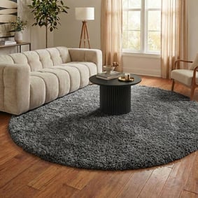 Shaggy Teppich Rund - Blaze Grau