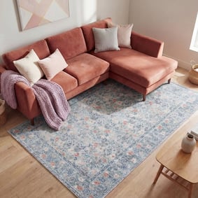 Vintage Teppich - Matteo Floral Blau Beige