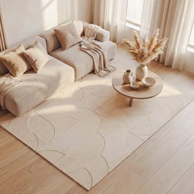 Teppich Wohnzimmer - Charm Circles Beige