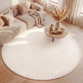 Runder Teppich Wohnzimmer - Charm Curves Weiß