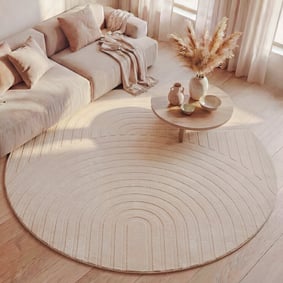 Runder Teppich Wohnzimmer - Charm Curves Beige